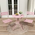 thumbnail image 4 of 3-Piece Patio Bistro Set Outdoor Furniture Set Folding Bistro Table and Chairs with Premium Steel Frame Weather Resistant Conversation Set for Bistro Balcony Porch Yard Garden(pink with cushion), 4 of 14