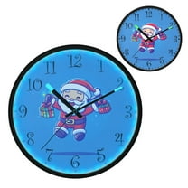 Voice Activated Clock with Glow Light 12 Inch Large Silent Wall Clock Battery Operated for Home Decor Santa Claus with Gifts in Hand