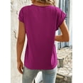 thumbnail image 2 of Womens Round Neck Solid Batwing Sleeve Tee Summer Blouse For Women, 2 of 6