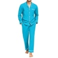 thumbnail image 2 of Mens Pajama Set Long Sleeve Button Down Top and Pants 2 Piece Loungewear Soft Relaxed Fit Mens Sleepwear Night Pjs Sets, 2 of 6