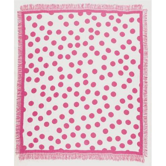 Simply Home Pink Polka Dots Girly Teen Afghan Throw Blanket 50" x 60"