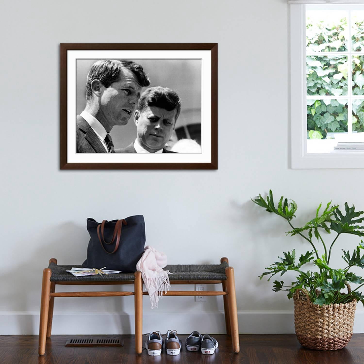 Art.com Pres John Kennedy and Attorney General Robert Kennedy at Ceremonies Honoring African Americans Photo, Brown Frame Wall Art, 40" x 32"