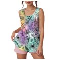 thumbnail image 6 of vigerkar Women's Summer Tank Tops Pleated Crew Neck Floral Solid Loose Fit Casual Sleeveless Flowy Boho Tunic Shirts (Light Purple, S), 6 of 6