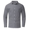 thumbnail image 2 of PEASKJP Shirts for Men Fashion Men Dress Shirt Long Sleeve Casual Business Button Up Shirt (Grey,L), 2 of 3