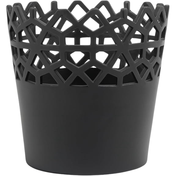 Aria Home Modern Ceramic Planter Pot with Lattice Design for Home Décor, Matte Black, 10"