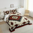 thumbnail image 3 of Feelyou Red Vintage Aztec Full Size Comforter Sets, Bohemian Triangle Abstract Bedding Comforter Set, Teens Women Men Reversible Bedding Sets, Super Cozy Room Decor, 3 Pieces, 3 of 8