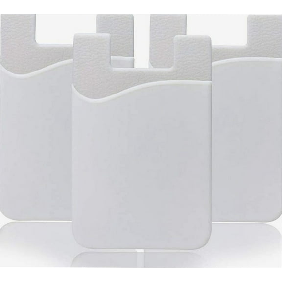 Cell Phone Wallet, Silicone 3M Adhesive Stick-on Wallet for Credit Card, Ultra-Slim Id Holder Wallet Pouch Sleeve Pocket for Smartphones (iPhone/Android/Samsung Galaxy) (3 Pack White)