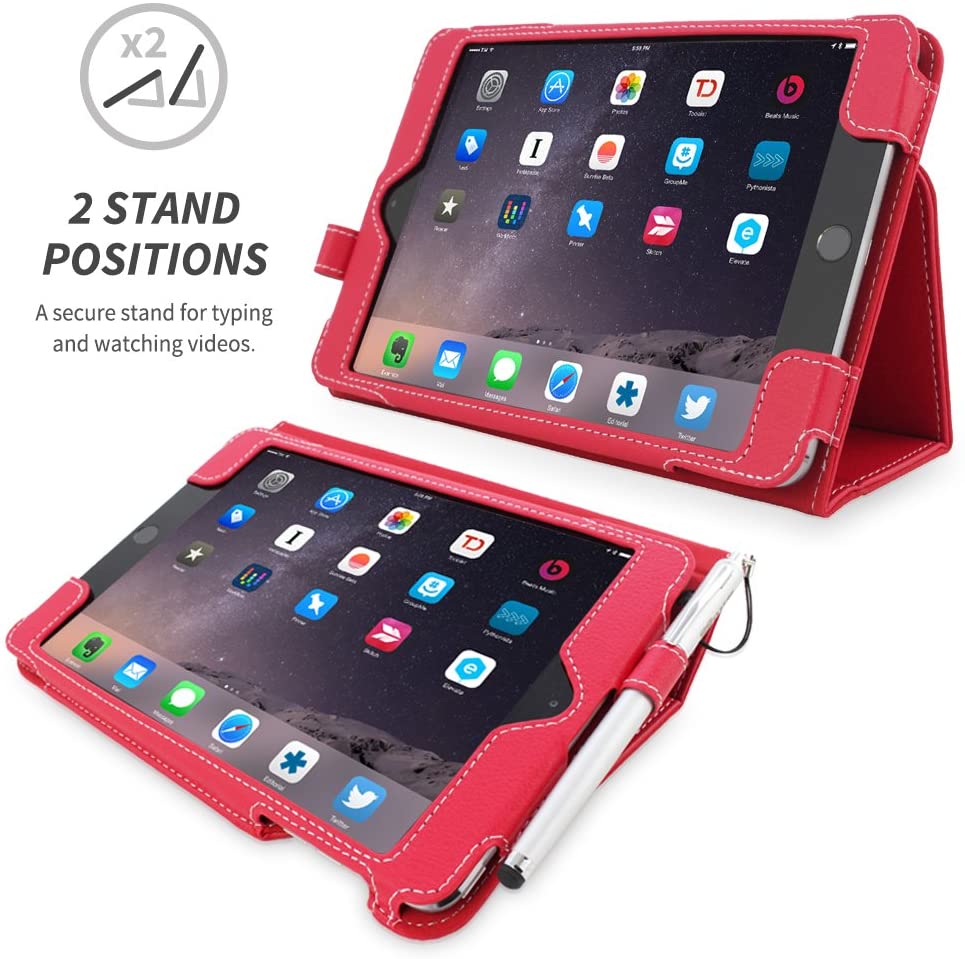 iPad Mini 3 Case, Snugg Red Leather Smart Case Cover Apple iPad Mini
