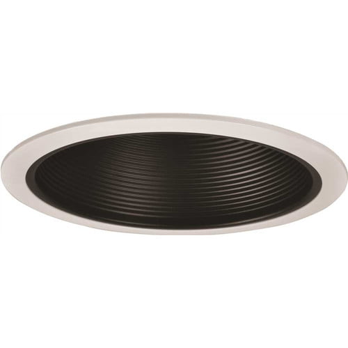 6" 6 Inch Black Baffle White Ring Recessed Can Light Housing Trim 1 Pack 