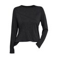 thumbnail image 3 of VISALY Long Sleeve Shirts Pullover Crewneck Sweaters Business Casual Tops Tunic Sweatshirt for Women Plus Size Pullover Autumn Winter Solid Color Loose Fitting Shirts Black S, 3 of 4