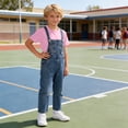 thumbnail image 5 of ATOGUTA Boys Summer Outfits Denim Overalls and Short Sleeve T-shirts with Socks Kids Girls Clothes Size 3T-12, Pink, 5 of 8
