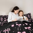 thumbnail image 4 of Manfei Pink Bowknot Print Twin Comforter Sets For Kids,Lovely Bow Tie Pattern Bedding Set For Girls,Black Reversible,2-Piece, 4 of 7