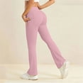 thumbnail image 5 of Women Flare Leggings with Pockets Comfy Yoga Pants High Waist Tummy Control Bootcut Workout Flared Leggings M, 5 of 5