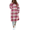 thumbnail image 4 of Fantaslook Flannel Shirts for Women Button Up Plaid Shirt Long Pocketed Shacket Jacket Coat, 4 of 7