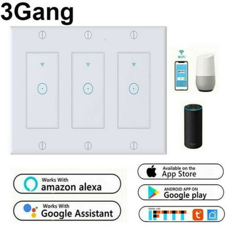 2Gang Home Office Smart Wi-Fi Wall Light Switch Works with Alexa,Google Home,IFTTT,Use with Smart Life APP for iOS Android Touch Switch Remote Control Best Christmas (Best Ios Reddit App)