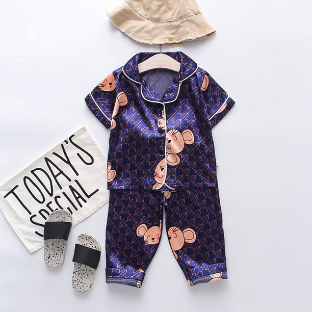 Big Kid Boys Pajamas Boys Footed Pajamas Size 8 Toddler Infant Boy Boy Cartoon Shirts and Pants 2PCS Pajamas Sleepwear Kid Clothing Navy 2 3 Years