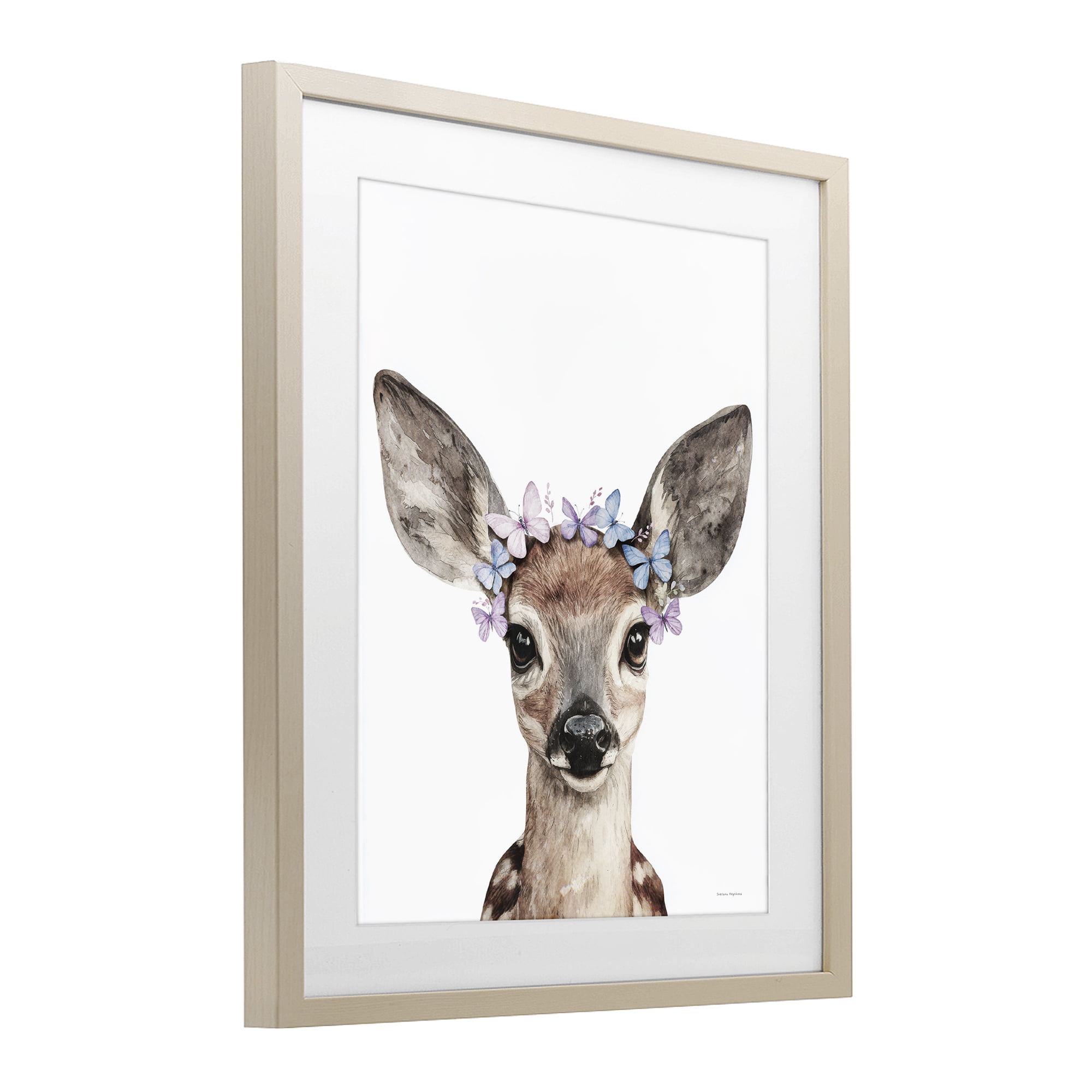 Stupell Industries Fawn & Butterfly Wings Birch Framed Print Under Glass, design by Svetlana Aleynikova