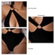 thumbnail image 5 of Traje de baño de triángulo con aros y detalle de aro de acero, perfecto para fiestas en la playa - Conjunto de bikini deportivo de un solo hombro en color negro talla XL, 5 of 6