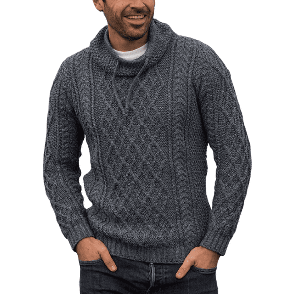 Aran Woollen Mills - Irish Sweater for Men's 100% Merino Wool Aran Knit ...