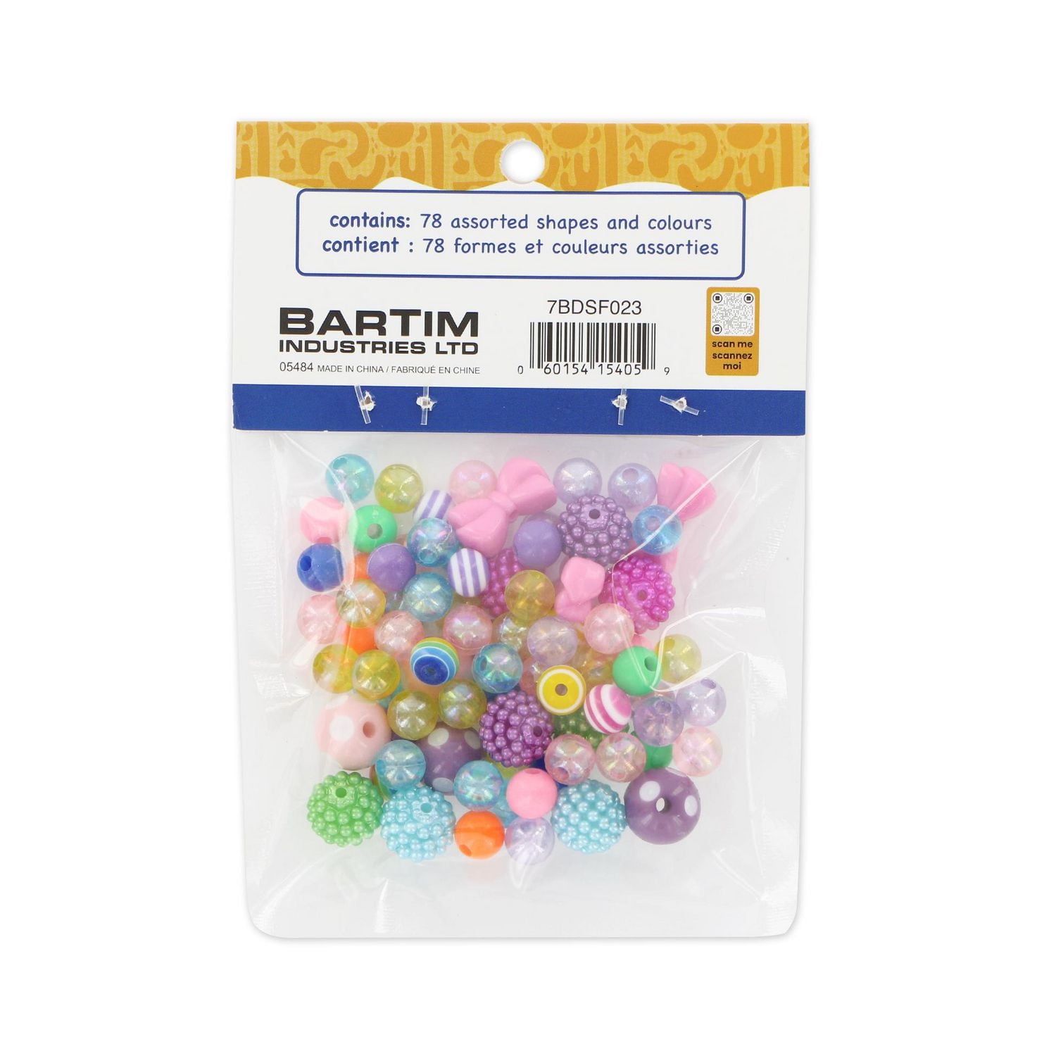 TINY HANDS Fun Fashion Beads, 78 Assorted Shapes & Colours, Kids’ Jewellery & Crafts, Ages 6+, BEAD CANDY MIX78PC