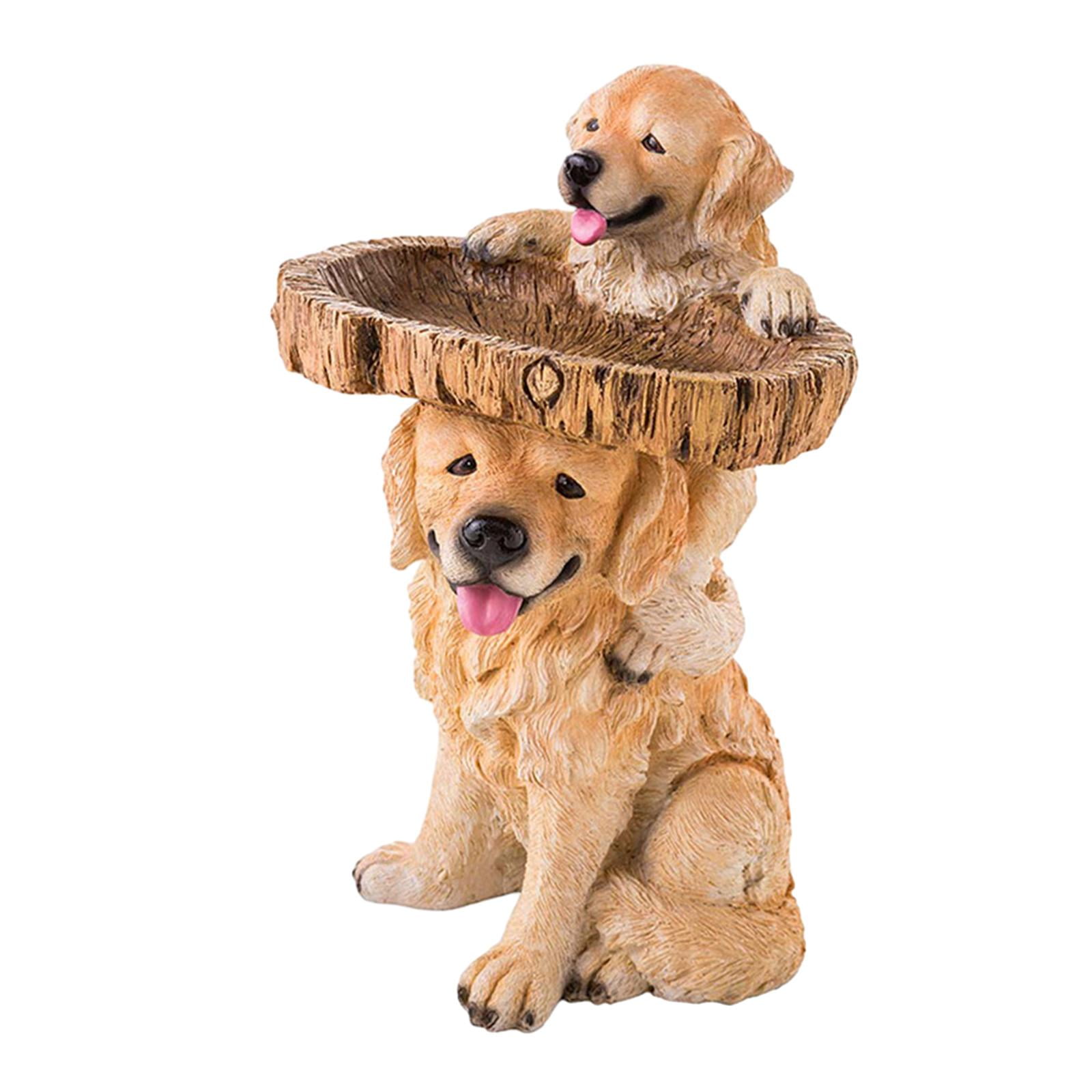 YWMJZEU Dog Figurine, Resin Feeder, Feeding Station, Landscaping Garden, Bird Bath Bowl,