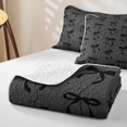 thumbnail image 4 of Erosebridal Cartoon Ribbon Girls Quilt King, Fashion Bowknot King Coverlet Set, Grey Black, 3pcs, 4 of 7