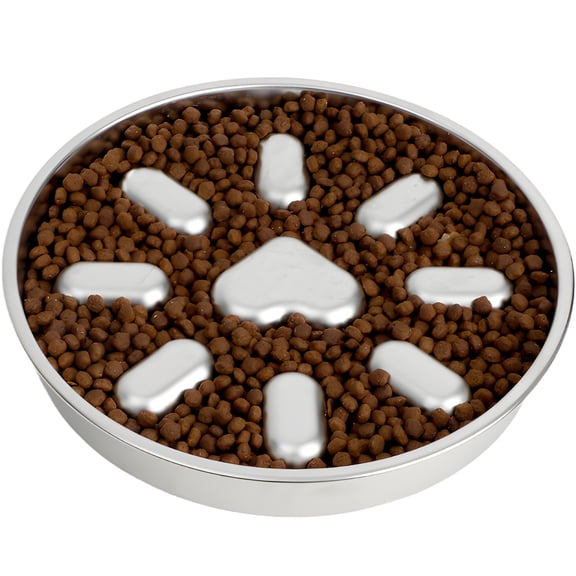 LINFANG Anti Vomiting Slow Feeder Dog Bowl Stainless Steel Pet Slow Food Bowl with Double Sided Use for Small and Medium Sized Breed