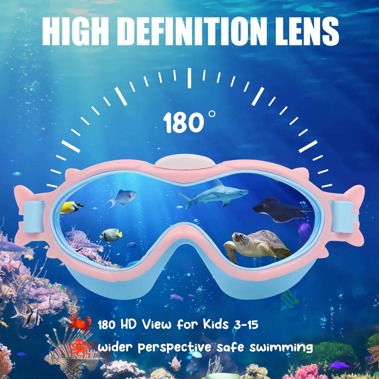 GPED Kids Swim Goggles for Age 3-15 Boys Girls, 2 Pack Swimming Goggles Anti Fog No Leaking Anti Fog Kids Goggles and 2024 Upgraded Design with Ear Nose Plug