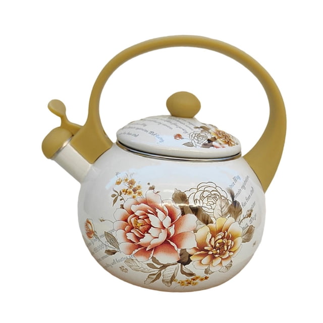 Hervidor de agua caliente de 2,2 l, hervidor de agua de agarre cómodo, hervidor de agua chino, hervidor de té esmaltado para el hogar y el restaurante Oro
