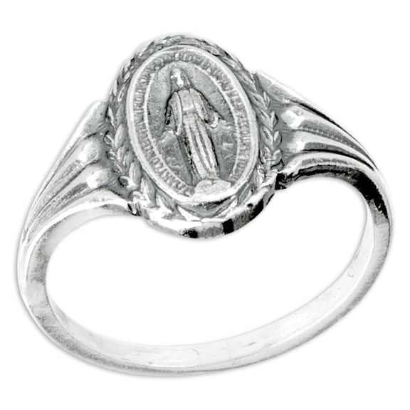 Miraculous Medal Sterling Silver Ring, Size 9