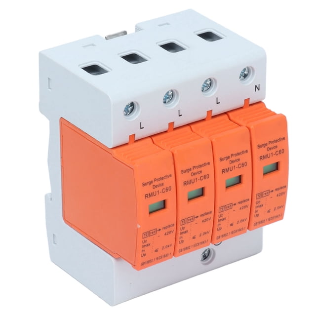 House Arrester Protector, RMU1-C60 Simple Wiring Visible Window Detachable Flame Retardant Surge Protective Device With Indicators For Home Appliances Imax:20kA,Imax:40kA,Imax:60kA