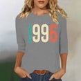 thumbnail image 2 of Women's Birthday Gift Tees 3/4 Sleeve Crew Neck 1996 Graphic Print Pullover Tops Casual Vintage Stylish T Shirts (L, Gray), 2 of 4