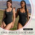 thumbnail image 4 of OQQ Women's one Piece Bodysuits Sexy Ribbed Sleeveless Square Neck Tank Tops Leotard 2025 Trendy Outfits, 4 of 7