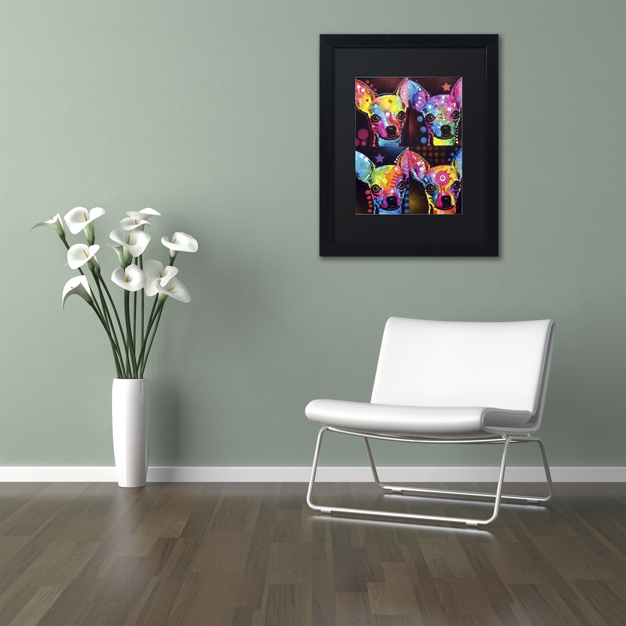 Trademark Fine Art "Chihuahua 4x" Canvas Art by Dean Russo, Black Matte, Black Frame