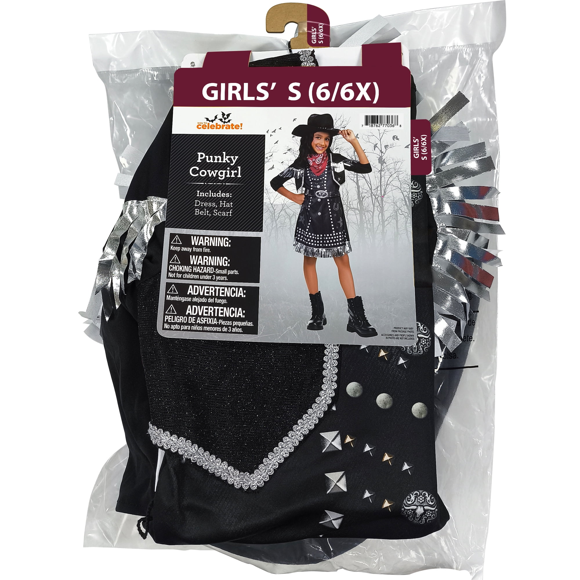 Punky Cowgirl Halloween Costume for Children, Girls' Size S (6/6x), by Way to Celebrate