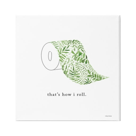 Stupell That's How I Roll Botanical Toilet Paper Typography Painting Gallery Wrapped Canvas Print Wall Art