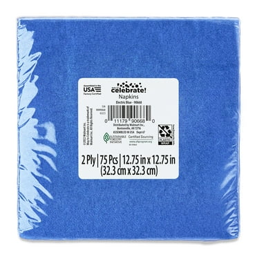 6.5" x 6.5" Disposable Blue Paper Napkins, 75 Count, by Way To Celebrate