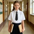 thumbnail image 5 of hoksml Boys 2-Piece Uniform Set, Short Sleeve Button-Down Shirt with Tie for School, 5 of 9