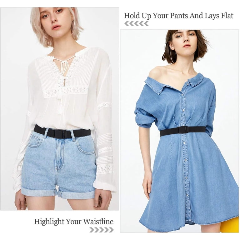 No Show Stretch Belt Elastic Web Strap with Flat Buckle for Jeans Pants Dresses BELTAWAY Elastic Belt for Women - No Show Stretch Belt With  main image 4