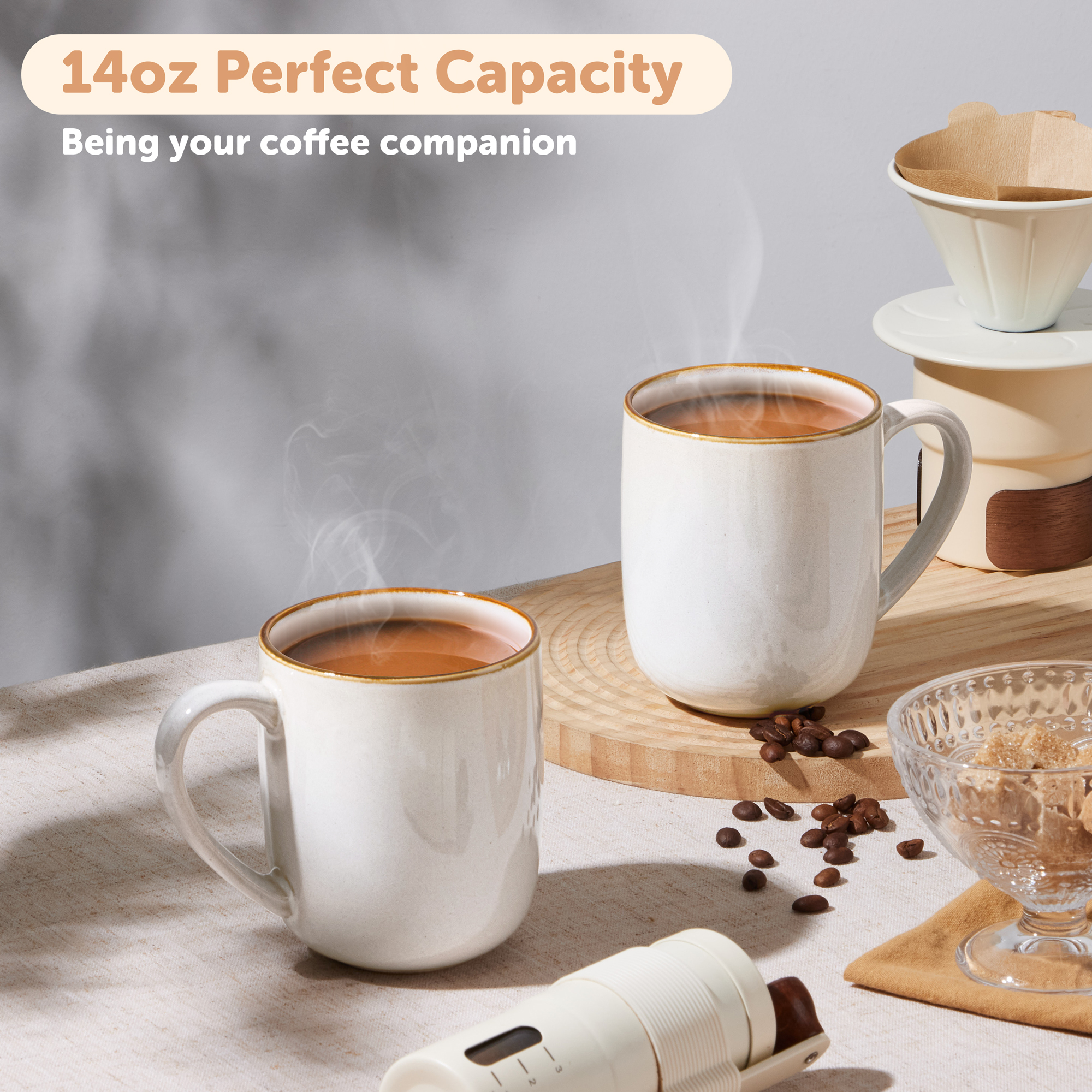 Vesteel Coffee Mug Set of 4 14oz Seashell White photo 4