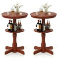 thumbnail image 1 of Gymax 2PCS 2-Tier Round High Top Table w/ Storage Shelf & Pedestal Base for Kitchen, 1 of 10