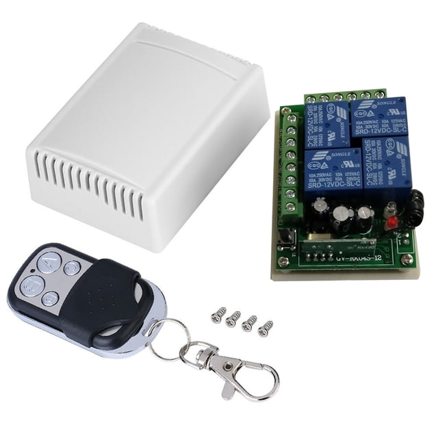 Transmisor de metal inalámbrico 4 CH Canal RF 4 Relé Receptor de interruptor de control remoto 433MHZ DC12V Methold DZ7423-00B