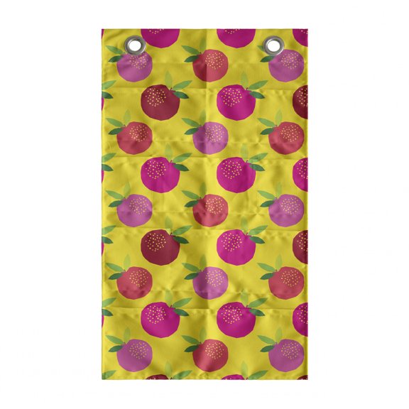 Fruit Hanging Pocket Organizer, Colorful Garden Polygonal Apple and Leaves Theme of Summer Freshness, Printed Polyester Storage Bag with Pockets, 21" x 31", Yellow Pink and Magenta