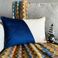 thumbnail image 5 of The HomeCentric Designer Blue Pack of 2,12"x22" (30x55 cm) Lumbar Pillow Cover, Velvet & Linen Solid Color Block Oblong Pillow, Patchwork Pattern Modern Style - Velutinous Blue, 5 of 10