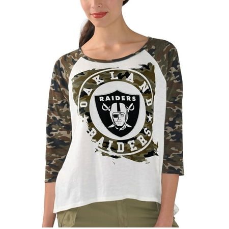 Field Raglan - Oakland Raiders G-III 4Her by Carl Banks Women's Field Goal Raglan 3/4-Sleeve T-Shirt - White/Camo