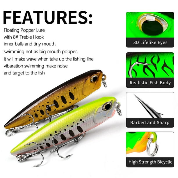 Ronshin 6.5cm/5.5g Topwater Pencil Dog Walker Fishing Lures With Hooks Long Casting Artificial Hard Bait For Freshwater Saltwater Other