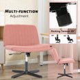 thumbnail image 4 of CL.HPAHKL Criss Cross Vanity Chair, Modern Cross Legged Office Chair without Arms Fabric Comfy Desk Chair for Women Height Adjustable Aesthetic Desk Chair No Wheels for Reading, Vanity (1, Pink), 4 of 8