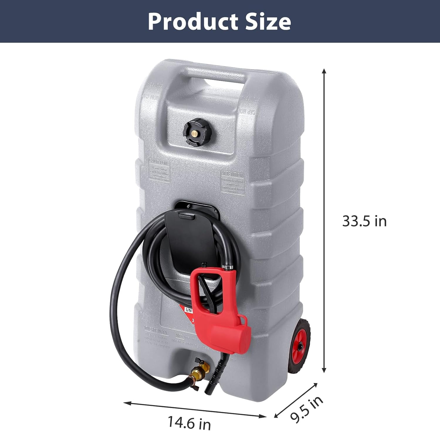 Riedhoff 15.06 Gallon Portable Gas Can, Fluid Transfer Siphon Pump & 10' Delivery Hose, Gray