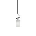 thumbnail image 1 of Capri Stem Mini Pendant With Hang Straight Swivel Shown In Matte Black Finish With 4" White Muslin Glass, 1 of 1