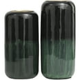 thumbnail image 4 of DecMode 13, 11"H Abstract Colorblock Green Metal Vase with Paint Streak Designs and Gold Accents, Set of 2, 4 of 7